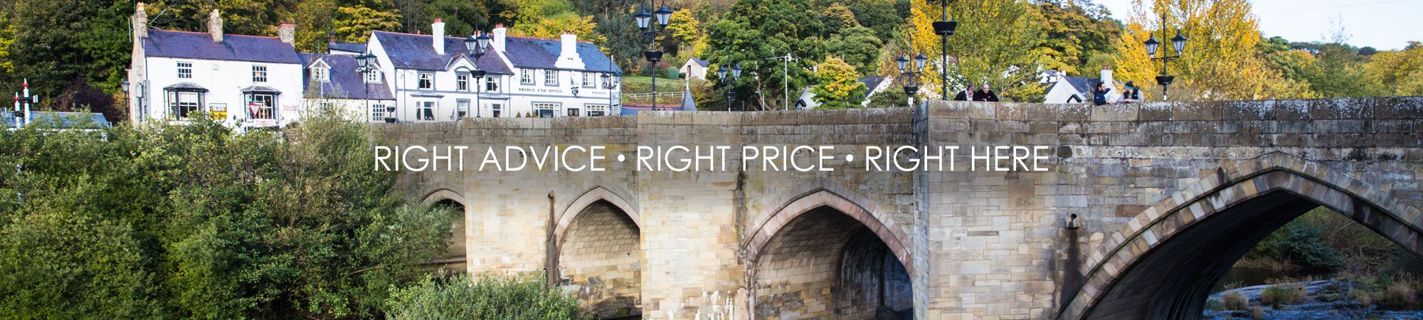 Right Advice • Right Price • Right Here tagline with Wrexham and North Wales scenery backdrop