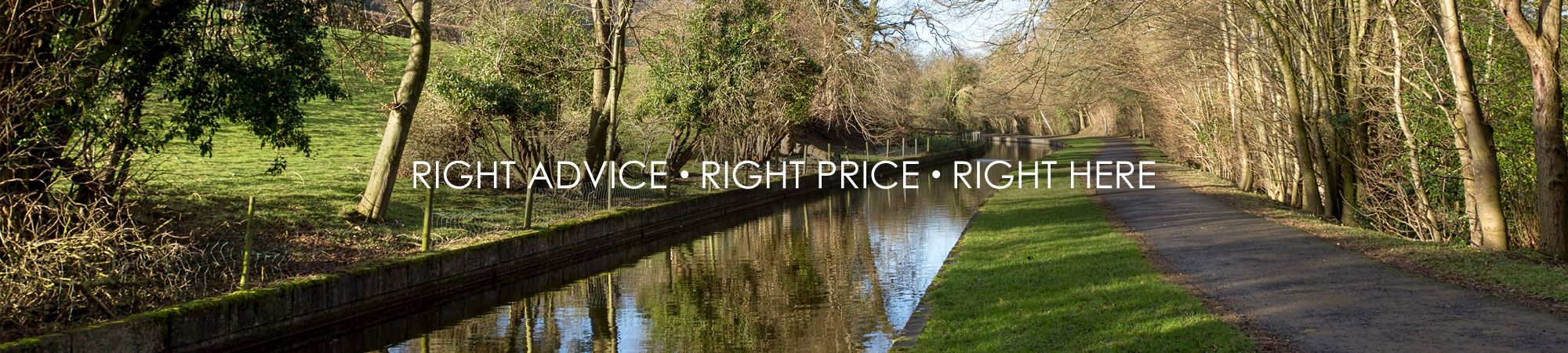 Right Advice • Right Price • Right Here tagline with Wrexham and North Wales scenery backdrop