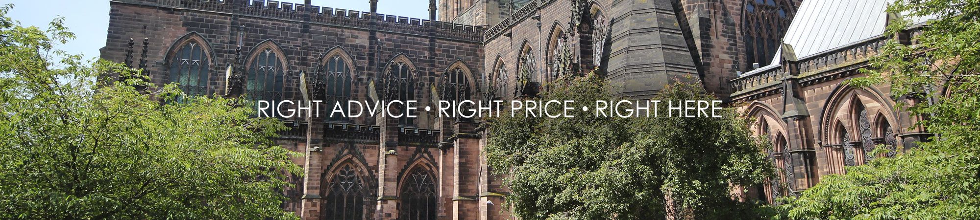 Right Advice • Right Price • Right Here tagline with Wrexham and North Wales scenery backdrop