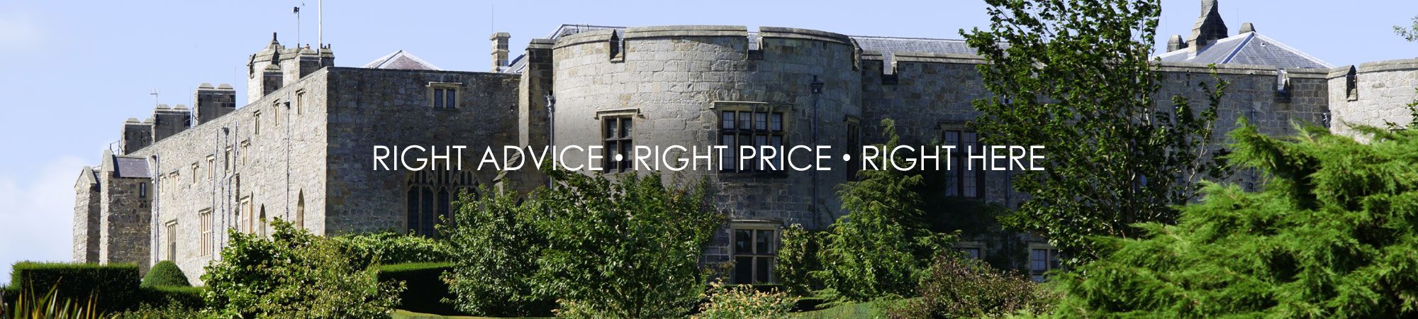 Right Advice • Right Price • Right Here tagline with Wrexham and North Wales scenery backdrop